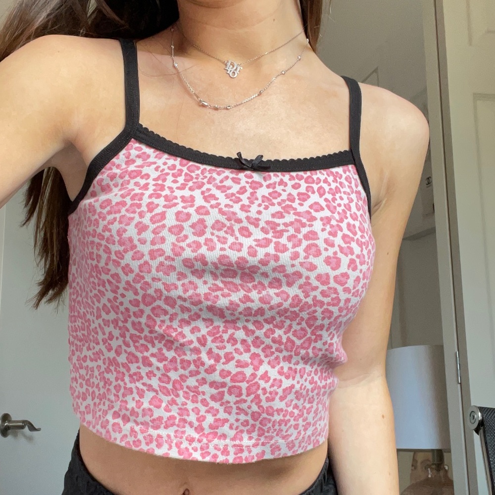 Brandy Melville Pink Cheetah Print Crop Top